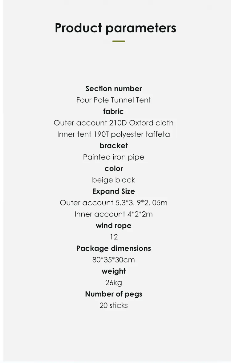 Grande Tente d'Extérieur Brise-soleil Windproof Party Event Family Camping Tent