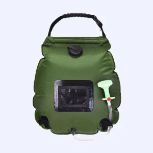 Sac de douche solaire portable pliable en PVC de 5 gallons Sac à eau de 20 litres pour le camping extérieur Sac de douche et de bain avec thermomètre