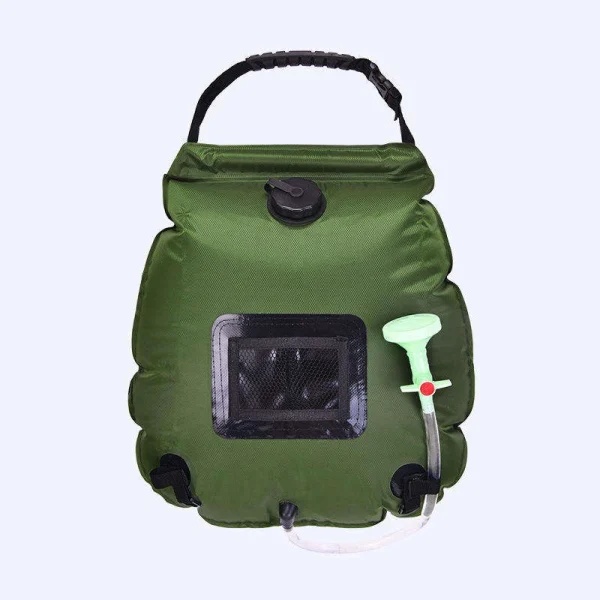 Bolsa de ducha solar portátil plegable de PVC de 5 galones 20L Bolsa de agua para ducha de camping al aire libre con termómetro