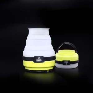 Lampada da campeggio solare portatile all'aperto in silicone LED, luce multifunzionale retrattile Lanterna da campeggio con ricarica USB
