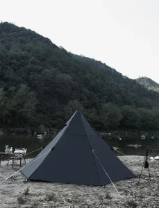 Tragbares schwarzes pyramidenförmiges Familienzelt Camping Outdoor Wasserdichtes großes Zelt